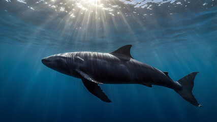 Fototapeta premium A False Killer Whale (Pseudorca crassidens) swimming gracefully underwater ai