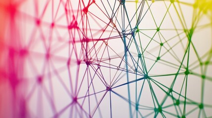 Obraz premium A network of interconnected, multicolored lines forming a geometric web, symbolizing the interconnectedness and strength of a diverse community