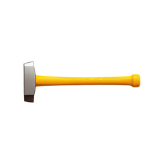 Hammer with a yellow handle on transparent background.