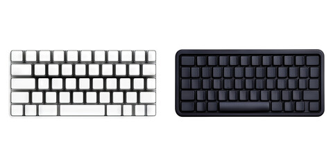 Anti tracking for technology concept. Two contrasting keyboards in black and white.
