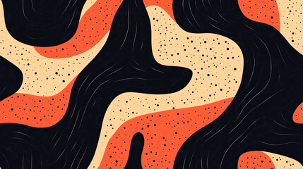 Obraz premium Abstract waves seamless pattern in coral and black