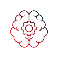 brain gradient icon with white background vector stock illustration