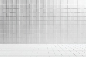 Obraz premium White Tiled Wall with Grid Pattern Clean Minimalist Interior Presentation Mockup