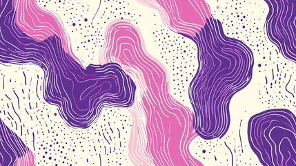 Abstract waves seamless pattern in purple tones