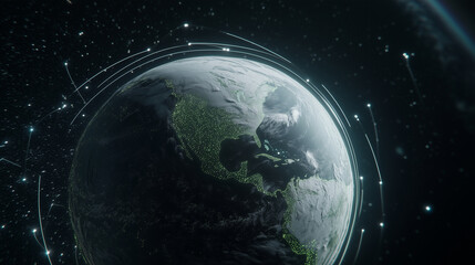 Earth Globe with Digital Network Lines for Global Communication