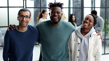 Happy diverse professional business team in casual wear.