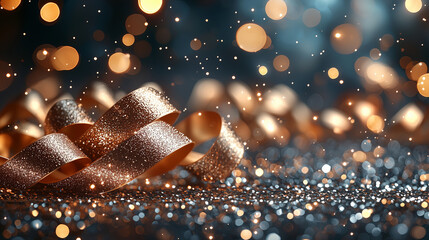 Golden streamers curling elegantly