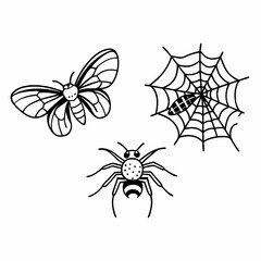 set of insects collections illustrations vector art isolated white background 