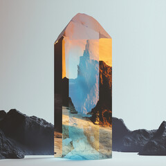 Prismatic Crystal with Embedded Landscapes and Skies