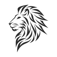 Minimalist lion head tribal vector illustration.