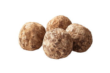 Stunning image of gourmet truffles isolated on a clean white backdrop, highlighting their luxurious appearance and intricate surface features