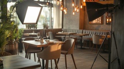 Fototapeta premium Restaurant Delights: Social Media Snap