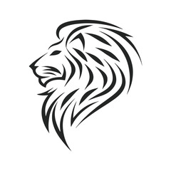 Minimalist lion head tribal vector illustration.