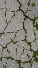 Rough and weathered stone surface texture with cracks and moss, rough
