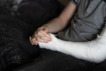 hand in a plaster cast