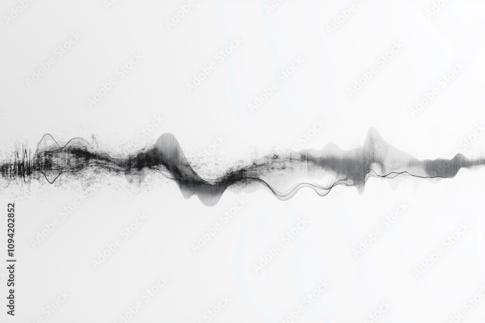 Poster black and white image of a wave with a white background. concept of motion and energy, as if the wav