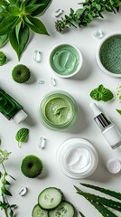 Explore refreshing summer skincare products featuring aloe and green accents on a clean white background
