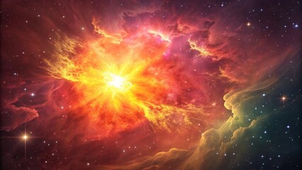 Fototapeta premium Stellar explosion in a sea of color, cosmic egg hatching, galaxy evolution, interstellar gas, energy explosion, stellar birthplace