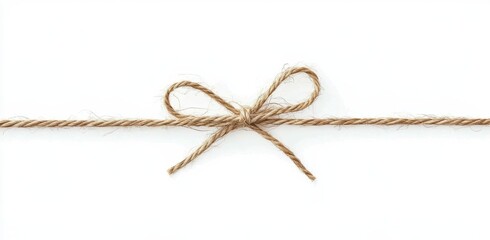 Brown Twine Bow Isolated on White Background