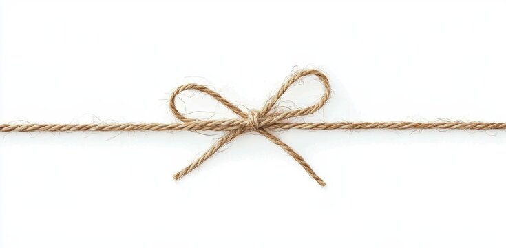 Brown Twine Bow Isolated on White Background