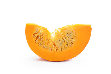 Ripe pumpkin slice isolated on white