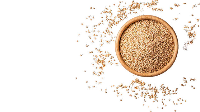 Top view of finely spread active dry yeast granules on a white base.