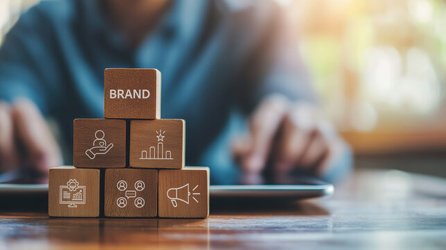 Branding, brand excellence concept. Creating, developing and maintaining a brand's identity and market reputation. Strategic planning, positioning and communication to establish a strong brand image.