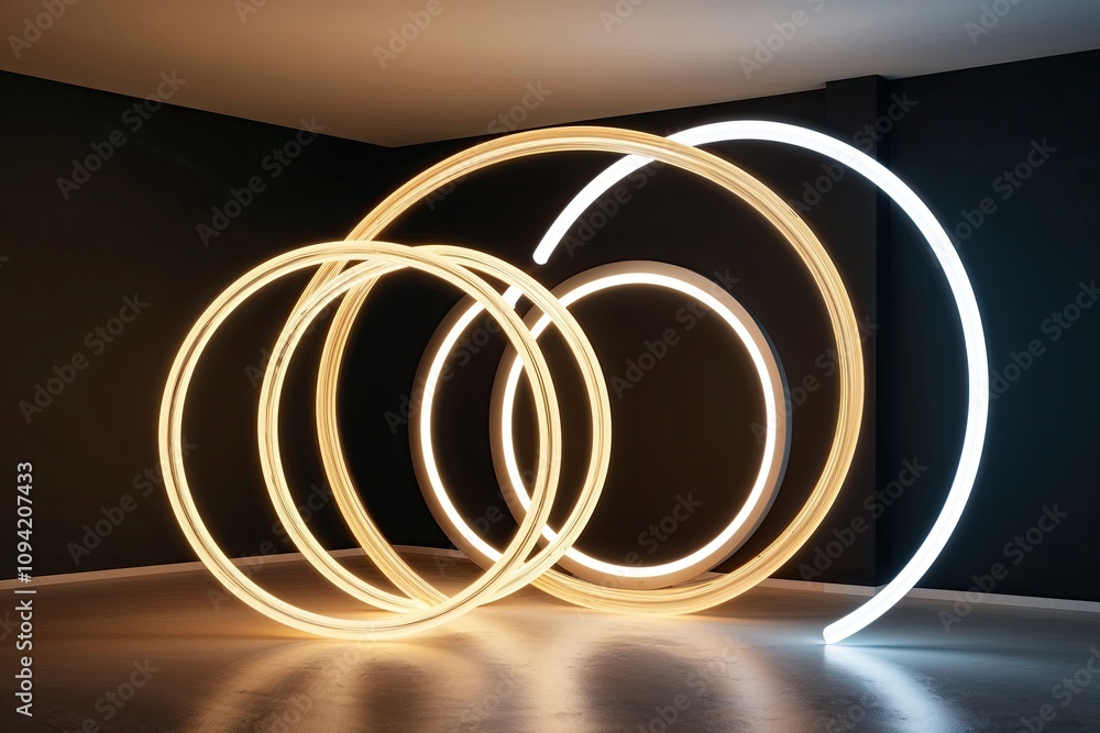 Poster enchanting luminous arcs in motion with a futuristic glow