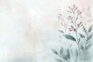 Delicate floral design with soft colors on a light background.