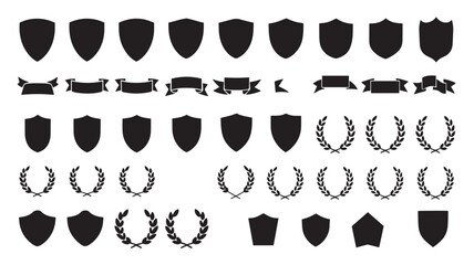 Fototapeta premium Heraldic Elements Set Shields And Laurel Wreaths