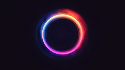 Abstract Digital Illustration of Glowing Multi-Colored Ring with Gradient Texture on Black Background