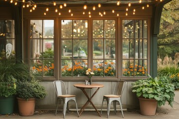 Romantic date night setup with flowers valentine background cozy garden relaxing atmosphere inviting view