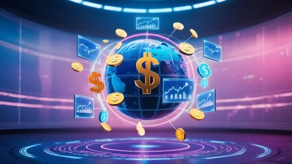 Financial Charts with Film Grain Effect