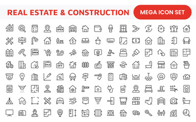 Real Estate Icon Set. A comprehensive collection of stylish and professional icons designed for the real estate industry, perfect for enhancing property listings, websites, and marketing materials.