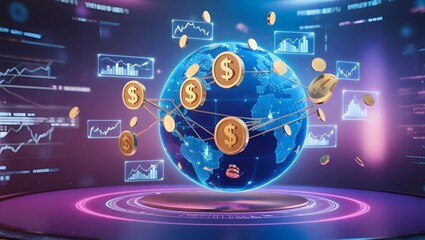 Digital Financial Data with Lens Flare Effects
