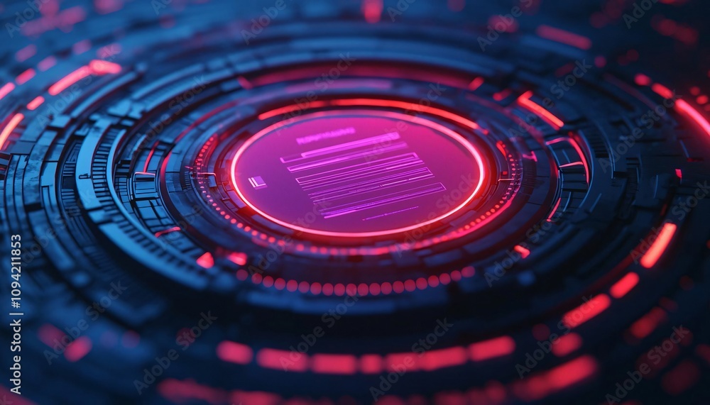 Aufkleber futuristic abstract digital circuit with glowing neon lights, representing innovation and advanced t