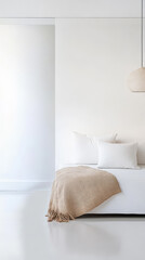 Cozy minimalist living space with natural light and neutral tones