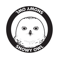 Snowy Owl Black and White Monochrome Head Logo Icon Vector