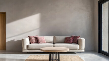 Fototapeta premium Modern living room with minimalist design and natural light
