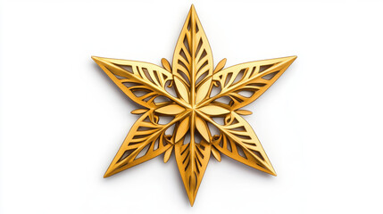 Fototapeta premium Christmas joyful, golden star tree topper with intricate designs, perfect for festive decorations. Its sparkling finish adds touch of elegance to any holiday setting