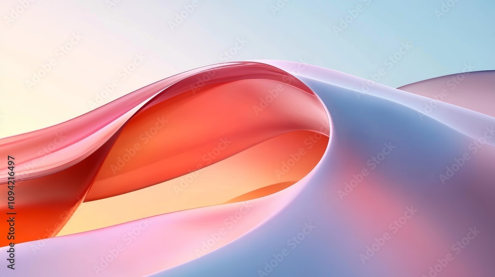 Poster abstract glass render wave motion with gradient design for background and wallpaper