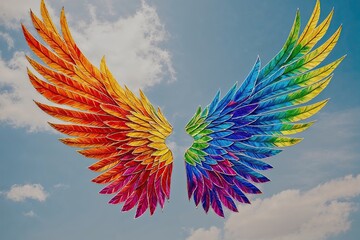 Obraz premium Spectacular Vibrant Wings Outline Against a Bright Background