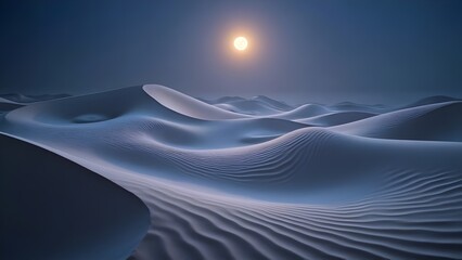 Flowing Sands Moonlit Dunes in Misty Grays and Silvery Blues Background