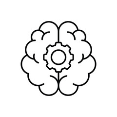brain line icon with white background vector stock illustration