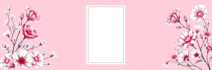 Pink wedding invitation cards with hand-drawn illustrations of flowers, outdoor ceremonies, hand-drawn art, rustic charm