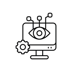 computer vision line icon with white background vector stock illustration
