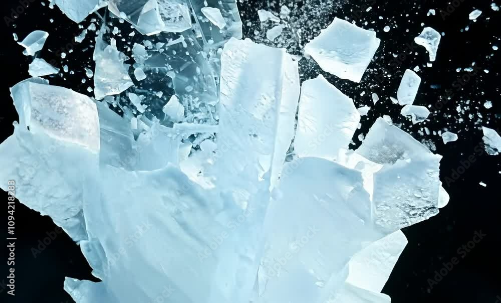 Poster dynamic cool texture of shattered ice pieces captivating visual experience