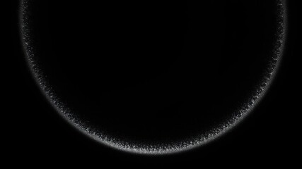 Shimmering silver glow circle on black background, sleek design, glowing circle