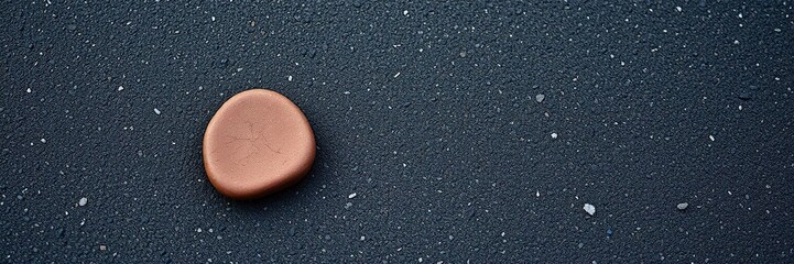 Naklejka premium Small brown rubber piece on dark gray pavement, brown, small, texture