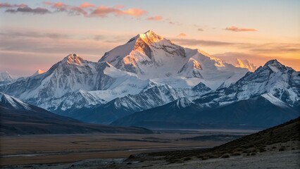 Snow-covered Himalayan peaks at sunrise, dawn light, himalayan mountains, black and white photography, scenic view, sunrise